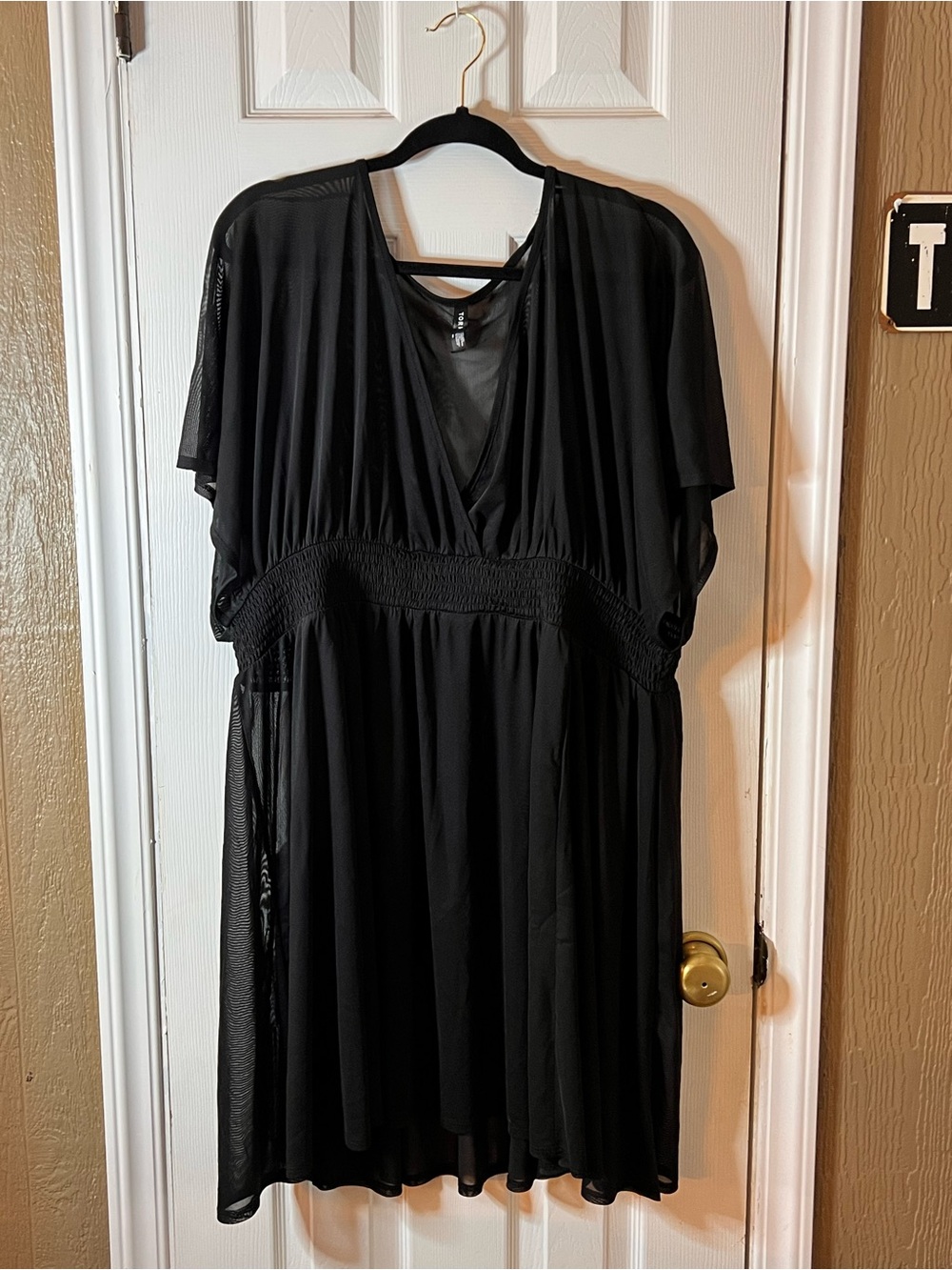 torrid Black V-Neck Smocked Waist Swim Coverup